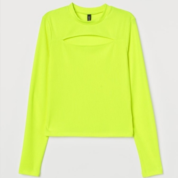 Divided by H & M ribbed jersey neon top size small - Picture 1 of 7